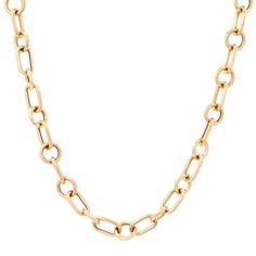 Oval & Round Mixed Link Chain Luxury Oval Tarnish Resistant Chain Necklace, Luxury Oval Link Brass Chain Necklace, Yellow Gold Paperclip Chain Necklace With Oval Links, Yellow Gold Oval Link Chain Necklace With Paperclip Chain, Classic Round Paperclip Chain Necklace, Modern Jewelry With Rolo Chain And Oval Links, Yellow Gold Cable Chain Link Necklace, Classic Oval Link Cable Chain Jewelry, Classic Jewelry With Oval Link Cable Chain