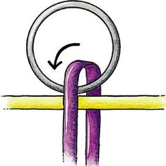 an image of a purple object with a circle on it's end and two yellow bars in the middle