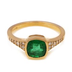 1.44 Ctw Emerald With 0.15 Ctw White Diamond Ring in 14K YG Metal - 3.16 Grams Luxury Yellow Gold Emerald Ring With Single Cut Diamonds, Classic Yellow Gold Emerald Ring With Single Cut Diamonds, Yellow Gold Emerald-cut Ring With Single Cut Diamonds, Luxury Cushion Cut Emerald Ring In Yellow Gold, Luxury Yellow Gold Cushion Cut Emerald Ring, Gold Rings With Single Cut Diamonds And Emerald, Timeless Yellow Gold Emerald Ring With Center Stone, Classic Green Rings With Single Cut Diamonds, Classic 14k Gold Emerald Ring With Single Cut Diamonds