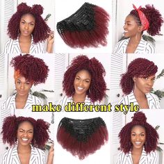 Product Name :Afro curly Clip In Human Hair Extensions 8 Pieces/Set Full Head Hair Color :1b/4/27Hair Length : 10-20inch Wholesale : Drop Shipping/Customized(Labels) Hair Type : Brazilian /Peruvian /Malaysian /Indian HairHair Quality :100% Human Hair,No Tangle,No SheddingGRADE :10A GradeDyed/Restyled : Can Be Dyed Or Bleached,Can Be RestyledReturn Policy : 15 Days No Reason Return Original Item 1.HOW LONG IS SHIPPING?Your goods will be shipped within 24 hours shipment for details2.HOW LONG DO EX Clip In Hair Extension, Afro Curls, Curly Clip Ins, Natural Hair Extensions, Human Hair Clip Ins, Types Of Curls, Clip In Hair, Lace Hair, Head Hair