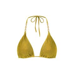 The Crystal Bikini is the epitome of sophistication with a sensual touch. With a minimalist design, it stands out for the subtle shine of the rhinestone details, which add a touch of glamour to the look. The triangle top and the panties with adjustable sides offer a perfect and comfortable fit, ideal for those who want an elegant and sophisticated look at the beach or pool. A bikini that combines style and delicacy in every detail. Hand wash with cold water and mild soap. Do not wring; gently press to remove excess water. Air dry in the shade on a flat surface. Avoid machine washing and tumble drying. Store in a dry place, away from sunlight. Summer Color Palette, Brand Magazine, The Triangle, Pearl Jewellery Earrings, Green Top, Triangle Top, Green Tops, Tie Shoes, Beauty Bag