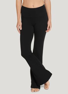 When it comes to yoga, it s best to go with the flow and we have just the pant for that. The Jockey® Cotton Stretch Slim Yoga Flare Pant is a soft and stretchy go-to, crafted with breathable cotton and a plenty of stretch. Boasting a flare-leg cut with a nod to Y2K style, this versatile yoga pant is ideal for days when you need a little a break from traditional tapered leggings and want to add a little throwback vibe. | Jockey® Cotton Stretch Slim Yoga Flare Pants in Black Desired Wardrobe, Slim Yoga, Yoga Flare Pants, Casual Outfits Plus Size, Elephant Pants, Loose Clothing, Dance Pants, Flare Pant, Wide Leg Dress Pants