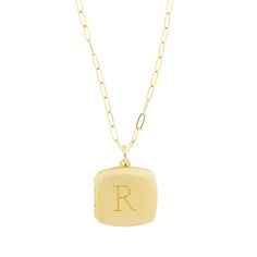 Our new, timeless square locket necklace is an elegant way for you to carry a piece of your heart around your neck. Hold pictures of your loved ones or a memento that is special to you. Engrave an initial on the front and up to 3 names on the back. available in gold vermeil and sterling silver lockets are engraved using diamond drag technology opens with space inside for 2 pictures, which fit easily inside the locket. See our guide for adding photos to your locket hangs on adjustable length pape Initial Pendant Necklace For Keepsake, Initials Charm Necklace With Square Pendant For Anniversary, Personalized Yellow Gold Charm Necklaces With Square Pendant, Personalized Square Pendant Charm Necklaces In Yellow Gold, Anniversary Charm Necklace With Initials On Square Pendant, Personalized Initials Necklace With Square Pendant, Square Pendant Necklace With Initials For Personalized Gift, Anniversary Initials Square Pendant Charm Necklace, Personalized Initial Square Pendant Necklace For Anniversary