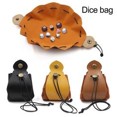 four different colored bags with buttons on them