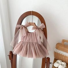 as picture 1 / Newborn Birthday Party Sleeveless jumpsuit Princess Ages, Baby Princess Dress, Girls Tulle Dress, Real Princess, Summer Baby Clothes, Tulle Bows, Dusty Rose Dress