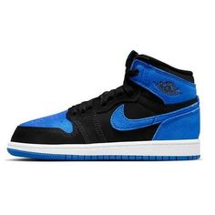 Preschool Jordan 1 Retro High OG Black/Royal Blue-White Size: 11.5.  Gender: unisex.  Age Group: kids. Simple Background Images, Girls Shoes Kids, Simple Background, Kids Jordans, Jordan 1 Retro High, Jordan 1 Retro, Jordan 1, Shoe Collection