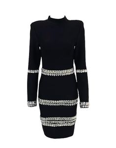 Women's Sexy Turtleneck Long Sleeve Diamond Embellished Tight Bandage Dress. Dress Modern, Turtleneck Long Sleeve, Shimmer N Shine, Modern Dress, Modern Baby, Crystal Embellishment, Bandage Dress, The Star, Party Dress