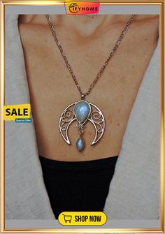 Silver Natural Opal Moonstone Cutout Necklace Ethnic Vintage Jewelry Bohemian Moonstone Jewelry With Moon Charm, Bohemian Moonstone Jewelry With Moon Phase Detail, Bohemian Moonstone Jewelry With Moon Phase, Bohemian Labradorite Necklace With Moon Charm, Bohemian Silver Necklace With Moon Phase, Bohemian Round Moonstone Necklaces, Bohemian Moon Shaped Jewelry With Natural Stones, Bohemian Moon-shaped Necklace With Natural Stones, Bohemian Moonstone Round Necklaces