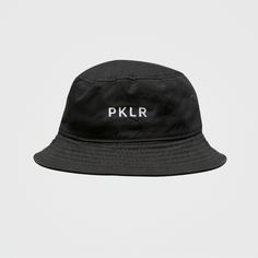 PKLR BUCKET HAT - PKLR Sport Black Hats With Embroidered Logo For Streetwear, Classic Black Snapback Hat With Embroidered Logo, Curved Brim Hats With Logo Print For Streetwear, Classic Hats With Logo Print For Streetwear, Classic Logo Print Hat For Streetwear, Black Hat With Logo Print And Flat Brim, Classic Black Baseball Cap With Logo Print, Short Brim Hats With Embroidered Logo For Streetwear, Streetwear Hats With Embroidered Logo And Short Brim