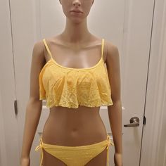 Brand New Bawdy Women's Bikini Push Up Swimsuit Swimwear Mesh Yellow 2 Pc This Tribal Mesh Bikini Is Great For Any Summer Occasion, Extremely Comfortable And Weight Free Tie Detail At The Hips Add A Sexy Twist To The Classic Low Rise Bottoms Suit Holds Its Shape When Wet And Stays In Place High Quality Fabric Designed In California S: Chest: 22.5" Waist: 25" M: Chest: 24.5" Waist: 27" Material Shell: 92% Nylon 8% Spandex Material Lining: 80% Nylon 20% Spandex Package Includes 1x Bikini Set B1704 Yellow Swimwear With Adjustable Straps For Beach Party, Yellow Lined Swimwear For Beach, Yellow Lined Swimwear For The Beach, Yellow Lined Swimwear For Vacation, Yellow Beachwear Swimwear With Built-in Bra, Beachwear Style Tankini With Lined Body, Yellow Swimwear With Built-in Bra For Beach Season, Yellow Swimwear With Built-in Bra Beachwear, Yellow Swimwear With Built-in Bra