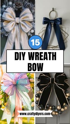 15 DIY Wreath Bow [For Every Ocassion] Making Bows For Wreaths Easy Diy, Diy Bow For Wreath, Wreath Stand, Wreath Bows, Pastel Bows