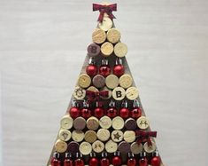 a christmas tree made out of wine corks