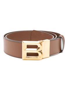 brown calf leather grained texture reversible gold-tone hardware logo-buckle fastening adjustable fit Hardware Logo, Aviator Watch, Belt Brown, Balenciaga Track, Office Bag, Balenciaga Triple S, Fine Watches, Custom Watch, Derby Shoes