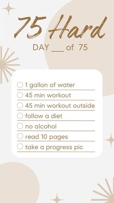 Social Media templates for sharing progress pics, daily checklist and 1-75 daily countdown for the 75 Hard Challenge 75 Day Workout Challenge, 75 Hard Challenge Tracker Free Printable, Daily Countdown, Teen Workout Plan, Workouts Outside, Daily Checklist