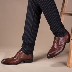 Introducing the AlliLux Cow Leather Derby Dress Shoes, a testament to fine craftsmanship and sophistication. Crafted with exquisite workmanship and meticulous stitching thread, these shoes are made with genuine cow leather for durability and a luxurious feel. With a rubber outsole for excellent traction and stability, and a unique alligator print character, these shoes are a must-have for any fashion-forward individual looking to make a bold statement. Elevate your style game with the AlliLux Cow Leather Derby Dress Shoes. Derby Dress, Alligator Print, Casual Everyday, Travel Backpack, Signature Style, Cow Leather, Accessories Shop, Blue Man, Alligator