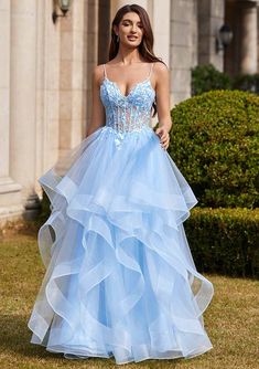 Sky Blue Prom Dress Tulle, Two Piece Prom Dresses Light Blue, Light Blue Prom Dresses Fluffy, Prom Dresses Long Baby Blue, Light Blue Prom Dress Luulla, Prom Dresses Top Part, Prom Dresses Lifht Blue, 2 Piece Tulle Prom Dress, Prom Dresses Baby Blue Luulla