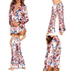 Mary Katrantzou For Victoria’s Secret Vs Special Edition Satin Pj Pajama Set 2018 Fashion Show Floral:Pink Stripe Blue Green Red Satin Silk Feel Xs Button Down Top Xs Drawstring Wide Leg Pants Inseam 31 Nwt Have Sweet Dreams With These Pajamas Mary Katrantzou By Victoria's Secret. Turn Up The Drama In Our Ultra-Luxe Satin Pj, With A Smooth Button-Up Top And Drawstring Wide Pants. Vivid Botanicals And Our Signature Stripe Unite In A Kaleidoscope Of Color On Smooth Satin. Elastic Drawstring Waist Floral Print Sleepwear For Pajama Party, Pink Floral Print Lounging Set, Multicolor Floral Print Sleepover Sets, Multicolor Floral Print Set For Sleepover, Multicolor Floral Print Sets For Pajama Party, Pink Floral Print Loungewear Sets, Multicolor Long Sleeve Lounging Set, Floral Print Lounging Sets For Spring, Spring Floral Print Lounging Sets