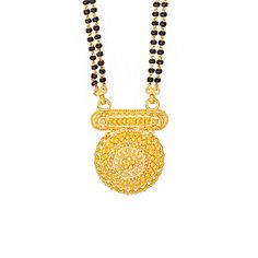 Simple and elegant mangalsutra with a dainty design circular pendant on a unique mix of double lined yellow gold and black beads (2.5 grams) chain, handcrafted in 22 karat gold. This everyday wear design short symbolic Indian necklace is marginally adjustable in length and secures with a hook closure.Need a size check? Refer to our necklace size guide Gold Black Beads Mangalsutra Short, Luxury Elegant Yellow Gold Mangalsutra, Elegant Luxury Yellow Gold Mangalsutra, Luxury 22k Gold Mangalsutra, Luxury Traditional Gold Mangalsutra, Mangalsutra Chain Tarinika Jewelry, Brass High Gold Mangalsutra, Gold Mangalsutra, Gold Shorts