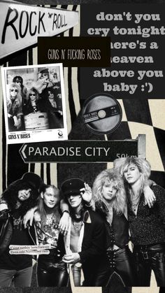 an advertisement for the rock band paradise city