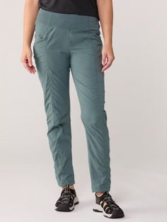 With their stretchy nylon fabric blend and pull-on style  the women's prAna Koen pants are ready for a light workout or a casual day. Stretch Tapered Leg Outdoor Pants, Stretch Pants With Comfort Waistband For Outdoor Activities, Stretch Tapered Leg Pants For Outdoor Activities, Stretch Nylon Pants For Outdoor Activities, Functional Bottoms With Elastic Side Panels, Stretch Nylon Hiking Pants, Nylon Bottoms With Elastic Waistband For Yoga, Hiking Athleisure Pants, Fitted Pants With Elastic Waistband For Outdoor Activities