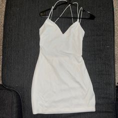 Perfect For A Future Bride - Bachelorette Party, Rehearsal Dress, Reception Dress, Literally Whatever! Tight & Sexy - What Else Do You Need??? Tags Have Been Removed But Never Worn! Flirty White Bodycon Dress For Party Season, White Flirty Bodycon Dress For Party Season, Spaghetti Strap Dresses For Going Out Party Season, Spaghetti Strap Dresses For Party Season, Fitted Spaghetti Strap Backless Dress For Night Out, Spaghetti Strap Dresses For Going Out, Party Season, White Bodycon Mini Dress For Party Season, Fitted V-neck Backless Dress For Going Out, White Backless Bodycon Dress For Party Season