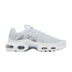 Find NIKE Wmns Air Max Plus ' Metallic Silver on Editorialist. Wmns Air Max Plus 'White Metallic Silver' Air Max Plus, Dream Shoes, Air Max, Metallic Silver, Great Deals, Nike, Silver, White