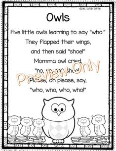 an owl poem with five owls on it