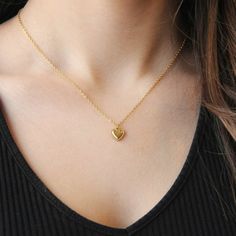 Dainty Gold Heart Pendant Necklace For Women - Necklace - Boutique Wear RENN Dainty Stainless Steel Necklaces For Gifts, Dainty Stainless Steel Necklace As Gift, Dainty Stainless Steel Necklace For Gift, Dainty Stainless Steel Necklace For Gifts, Heart Pendant Stainless Steel Necklace As Gift, Minimalist Heart Charm Jewelry For Everyday, Everyday Gold Plated Heart Necklace, Minimalist Everyday Jewelry With Heart Charm, Delicate Stainless Steel Necklace For Gift