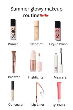 Sunkissed Makeup Products, Skin Tint Makeup Look, Glow Makeup Products, Dewy Makeup Products, Summer Makeup Products, Dewy Summer Makeup, Summer Makeup Routine, Summer Glow Makeup, College Makeup