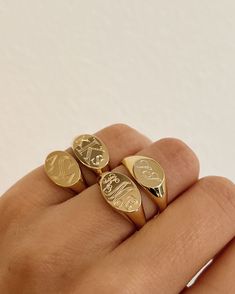 Chic and dainty monogrammed signet ring with your choice of font (block or script) and colors available in sterling silver, yellow gold vermeil, rose gold vermeil, or 14K solid gold. For your one of a kind signet ring, shop this personalized best seller, wear it with your monogram or your loved ones. Please note for monogrammed pieces enter the letters in the following order: FIRST INITIAL(first name), SECOND INITIAL(last name), THIRD INITIAL(middle name). Example: For 'Louisa May Alcott' type ' Signet Initial Ring, Gold Letter Ring, Monogram Signet Ring, Silver Engraved Rings, Initial Signet Ring, Signet Ring Stack, Signet Ring Initials, Gold Signet Ring Woman, Vintage Signet Ring