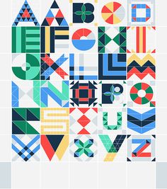 an alphabet made up of geometric shapes