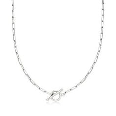 Ross-Simons - Sterling Silver 2.5mm Paper Clip Link Toggle Necklace. 18". The on-trend elements on this necklace aren't going out of style anytime soon, so get it now for a great price and wear it forever! Crafted out of sterling silver, it features 2.5mm paper clip links that secure with a toggle clasp. Sterling silver paper clip link necklace. Classic Silver Toggle Necklace With Adjustable Chain, Classic Toggle Necklace For Everyday, Classic Everyday Toggle Necklace With Link Shape, Classic Toggle Link Necklace For Everyday, Classic Metal Toggle Necklace For Everyday, Classic Oval Link Toggle Necklace, Classic Oval Link Toggle Necklace For Everyday, Classic Toggle Necklace With Cable Chain, Classic Everyday Toggle Necklace With Cable Chain