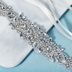 Elegant Silver Bedazzled Sash, Elegant Silver Bedazzled Sashes, Elegant Bedazzled Silver Sash, Elegant Bedazzled Silver Sashes, Elegant White Sashes With Rhinestones, Silver Bedazzled Bridal Belt For Wedding, Elegant Bedazzled Bridal Belt For Wedding, Elegant Bedazzled Wedding Sash, Adjustable Bridal Accessories With Rhinestones