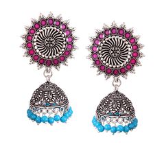 Overview These stylish Jhumka Earrings set from JewelryTrack will certainly leave you spellbound. These Jhumka Earrings set have an excellent finish and gives out an exquisite sense of style. If you are looking for an amazing Fashion Jewelry set for special occasions such as Anniversary, Engagement, Party, Wedding or for gifting , then your search ends here.  Item Description: The look is stunning and preciously suitable for all kinds of dressy occasions. COLOR : Silver  Metal: Brass With Good Q Blue Bohemian Jhumkas For Festive Occasions, Festive Bohemian Blue Jhumkas, Festive Blue Bohemian Jhumkas, Blue Jhumkas For Festivals And Celebrations, Blue Festive Jhumkas Drop Earrings, Blue Jhumkas Drop Earrings For Festive Occasions, Blue Jhumkas For Festive Occasions, Blue Fusion Earrings With Latkans, Multicolor Dual-tone Earrings For Celebration