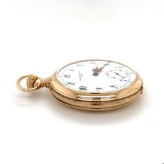 Antique Patek Philippe Ref. 258729 white face pocket watch in 18K yellow gold. Featuring a mechanical hand-winding movement, Arabic numeral hour markers, sapphire crystal, and a seconds chronograph. In excellent condition and recently serviced (08/08/22). All components are factory original. Photos of actual watch. Model #258729, 18 Jewels.  Details:  - Brand: Patek Philippe - Model Name: Pocket Watch - Model Number: 258729 - Serial/Movement #: 11U590 - Movement Type: Mechanical, Hand-Winding - Metal: 18K Yellow Gold - Jewels: 18 - Crystal: Sapphire - Dial Markers: Arabic - Circa 1930-1950  Dimensions: - Case Height: 65 mm (2.55 inches) - Case Shape: Round - Case Width: 48.5 mm (1.9 inches) - Face Color: White  SKU #: POTC1434W  Ships from Miami Florida.  Certificate of appraisal included Classic Gold Chronograph Watch With Skeleton Dial, Classic Yellow Gold Chronometer Watch, Classic Yellow Gold Watch With Chronometer, Classic Gold Chronograph Watch For Formal Occasions, Classic Yellow Gold Chronograph Watch For Formal Occasions, Elegant Gold Chronograph Watch With Chronometer, Timeless Gold Chronograph Watch With Chronometer, Timeless Chronograph Pocket Watch With Round Dial, Gold Chronograph Watch With Chronometer, Timeless Style