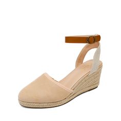 Low Wedge Espadrilles Ankle Strap Espadrilles With Buckle Closure, Spring Synthetic Ankle Strap Espadrilles, Spring Synthetic Espadrilles With Ankle Strap, Spring Espadrille Wedge Sandals With Round Toe, Trendy Espadrille Wedge Sandals With Round Toe, Spring Cushioned Espadrilles, Casual Ankle Strap Espadrille Wedge Sandals, Casual Espadrille Wedge Sandals With Ankle Strap, Spring Synthetic Espadrilles With Flat Heel