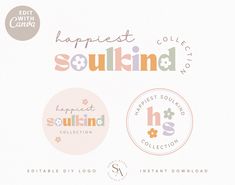 some type of stickers with the words sukind in different colors and shapes