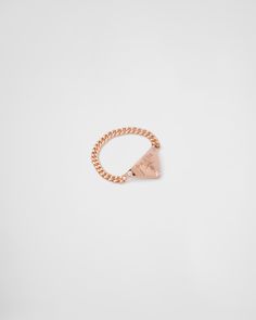 Rose Gold/white Eternal Gold Chain Ring In Pink Gold With Diamonds | PRADA Gold Chain Ring, Pink Gold Rings, Vs Logo, Rose Gold White, Triangle Logo, Fine Jewelry Collection, Blockchain Technology, Chain Ring, White Rose Gold