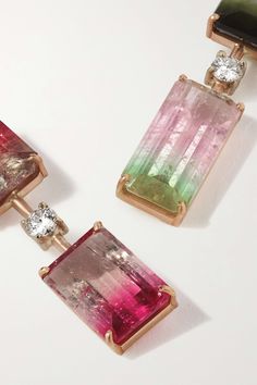 Rose gold Gemmy Gem 18-karat rose and white gold, tourmaline and diamond earrings | IRENE NEUWIRTH | NET-A-PORTER Gemstone Settings, Beauty Calendar, Tourmaline Earrings, Irene Neuwirth, Green Jewelry, Watermelon Tourmaline, Rose Earrings, Rose Gold Earrings, Sparkle Diamonds