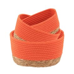 an orange belt with rope and jute on top, against a white background photo