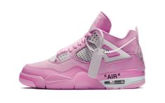 Nike Air Jordan 4 Off-White Pink Pink Jordans, Pretty Sneakers, Nike Air Jordan 4, Nike Shoes Girls, Nike Fashion Shoes, Preppy Shoes, Pretty Shoes Sneakers, Jordan Shoes Retro, All Nike Shoes