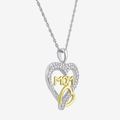 Features: Mom Jewelry, Quick ShipJewelry Closure: Spring Ring ClaspLink Construction: HollowSetting: ProngShape: HeartStone Cut: RoundMetal Color: Two ToneChain Length: 18 InchPendant Length: 27mmPendant Width: 20mmChain Construction: RopeCare: Wipe CleanStone Type: 61 Cubic ZirconiaMetal: Sterling SilverNecklace Type: Pendant NecklacesCountry of Origin: Imported Mother's Day Jewelry With Heart Charm And Cubic Zirconia, Mother's Day Cubic Zirconia Heart Charm Jewelry, Silver Heart Cut Jewelry For Mother's Day, Double Heart Cubic Zirconia Jewelry For Mother's Day, Mother's Day Double Heart Cubic Zirconia Jewelry, Mother's Day Cubic Zirconia Pendant Jewelry, White Cubic Zirconia Heart Necklace For Mother's Day, Diamond Accented Jewelry For Anniversary On Mother's Day, Mother's Day Anniversary Jewelry With Diamond Accents