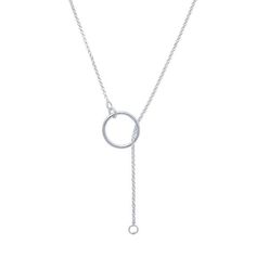 Expertly crafted from sterling silver, this 24" lariat necklace exudes elegance and sophistication. The intricate design offers versatility in styling, making it the perfect accessory for any occasion. Elevate your look with this timeless piece that seamlessly combines style and quality. Adjustable Sterling Silver Lariat Necklace With Round Pendant, Adjustable Round Lariat Necklace In Dainty Style, Silver Lariat Chain Necklace Gift, Adjustable Dainty Round Lariat Necklace, Minimalist Delicate Chain Lariat Necklace For Formal Events, Timeless Sterling Silver Lariat Necklace, White Gold Lariat Chain Necklace, White Gold Lariat Necklace With Delicate Chain, Classic Adjustable Silver Chain Necklace