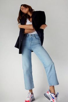 Yoga Jeans, Petite Models, High Waist Fashion, Stretchy Jeans, Oversized Blazer, Petite Women, Vintage Fabrics