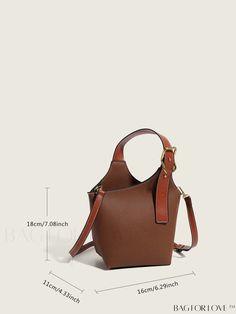 BagForLove - Stylish Mini Bucket Bag with Elegant Buckle Embellishment Product Description Color Coffee Brown Type Bucket Bag Bag Size Mini Strap Type Top Handle Pattern Type Plain Closure Type Zipper Style Fashionable Material PU Size Chart INCH CM Strap Length Bag Length Bag Width Bag Height Handle Height 45.3 inch 5.9 inch 3.9 inch 6.7 inch 5.9 inch Strap Length Bag Length Bag Width Bag Height Handle Height 115 cm 15 cm 10 cm 17 cm 15 cm Details Pictures Similar Products h2 { text-align: cent Handheld Bucket Bag With Adjustable Strap For Office, Large Capacity Brown Evening Bag, Brown Large Capacity Evening Bag, Brown Everyday Bag With Single Handle, Leather Crossbody Bag With Single Handle, Brown Single Handle Bag For Everyday Use, Brown Satchel Bucket Bag With Single Handle, Brown Satchel With Single Handle, Brown Satchel With Single Handle For Daily Use