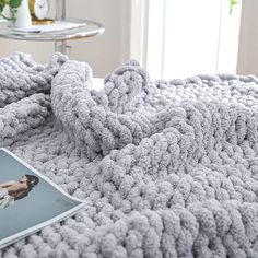 PRICES MAY VARY. ☎☎ ☎ SPECIAL NOTICE - Size of pictures is in 51" x 63", 40" x 60" is a medium size throw for love seats and the actual throw size is much smaller than the blanket shown in pictures. Before purchasing, please make sure that you are choosing the right size you want. HOLEY CHUNKY KNIT BLANKET - Our grey chunky throw blanket is 100% hand knit with jumbo chenille Yarn. This plush chunky blanket will be a good home décor throw blanket for couch, bed and sofa. PERFECT MEDIUM SIZE CHUNK Big Knit Blanket, Cable Knit Blankets, Chunky Knit Throw Blanket, Bedroom Blanket, Cable Knit Throw, Chenille Blanket, Jumbo Yarn, Chunky Crochet Blanket, Big Knits