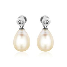 LOVCIA Premium Elegant Sterling Silver and Pear Shaped Freshwater Pearl Earrings with CZ Accents Doll Jewelry, Freshwater Pearls Earrings, White Freshwater Pearl, Lovely Earrings, Pear Shaped, Post Earrings, Sterling Silver Earrings, Freshwater Pearls, Metallic Silver