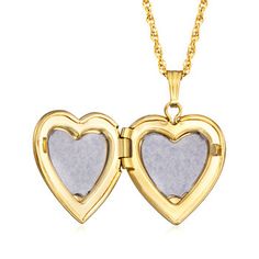 Ross-Simons - Single-Initial - 14kt Yellow Gold Heart Locket Necklace. 20". Make her day with our luxe symbol of love! Crafted in polished 14kt yellow gold, our heart locket necklace is a timeless choice for so many occasions. Suspends from a rope chain. FREE engraving of a single initial in your choice of block or script type. Springring clasp, 14kt yellow gold personalized heart locket necklace. 14k Gold Heart Pendant Locket For Anniversary, Gold Heart Pendant Locket Necklace With Hallmark, 14k Yellow Gold Locket Necklace For Anniversary, 14k Yellow Gold Heart Locket Necklace, Gold Heart Locket Necklace 14k, Heart-shaped 14k Yellow Gold Locket Necklace, Gold 14k Locket Heart Necklace, Heart Shaped 14k Yellow Gold Locket Necklace, Gold Heart Locket Necklace In 14k Gold