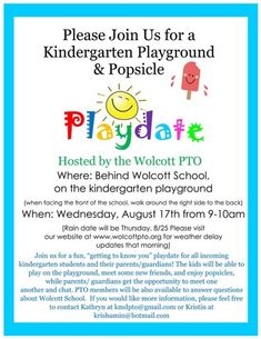 the flyer for play date with an image of a sun and ice cream