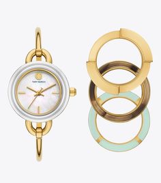 Miller Watch Gift Set: Women's Designer Strap Watches | Tory Burch Tory Burch Watch, Womens Designer Watches, Bedroom Stuff, Cute Watches, Front Back Earrings, Bangle Watches, Watch Gift, Designer Watches, Top Rings